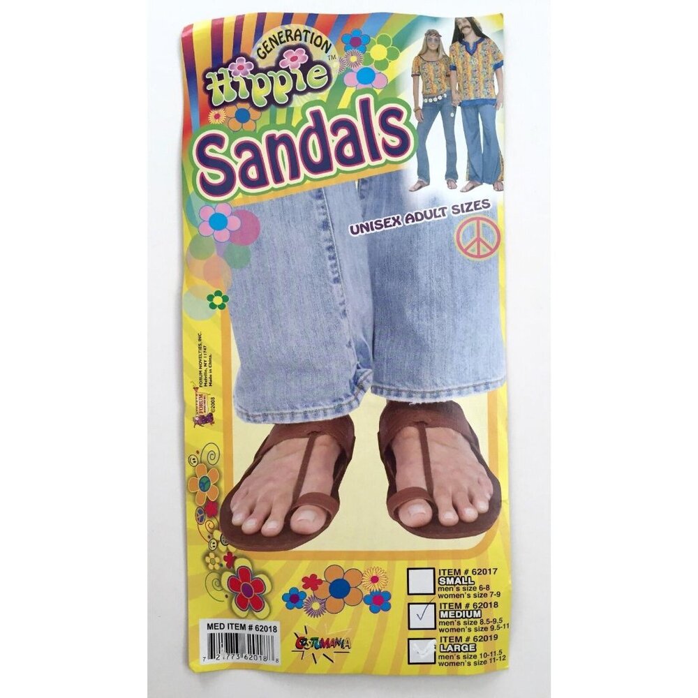 Generation Hippie Sandals Unisex Halloween Costume Shoes Adult Size M Medium